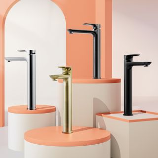 Высокий смеситель для раковины Raglo R03.15.03 золотой сатин